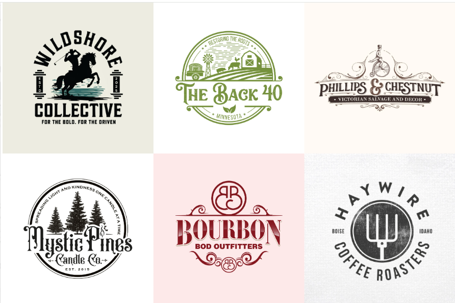 I will design a custom handcrafted and artisanal vintage retro logo